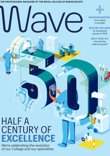 Wave magazine front cover, with the title text reading "Half a century of excellence"