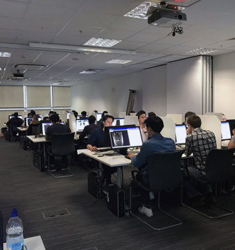 Exam candidates at an exam sitting